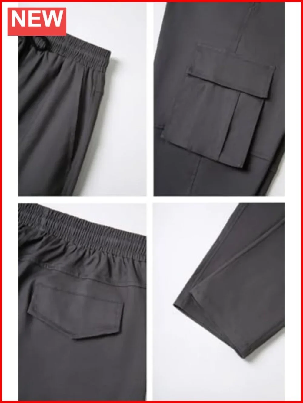 Men's Relaxed Fit Straight Leg Cargo Pants with Drawstring Elastic Waist and 6